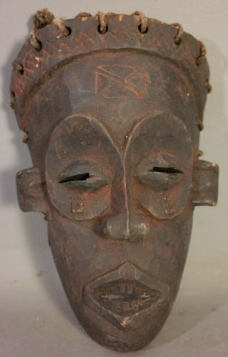 Petite Vintage African Mask Old Chokwe Tribe Early Wood Carved Tribal Art Statue