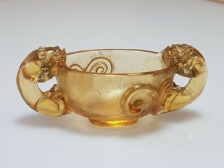 A Rare Qing Dynasty Citrine Brush Washer In Libation Cup Shape.  Chilong Dragons
