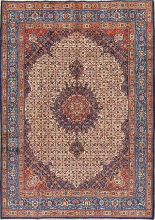 Antique Traditional Medallion Persian Mood Hand - Knotted Wool Oriental Rug 7x9