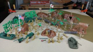 Marx Pacific Battleground Collectors Japanese,  Vehicles,  Flags,  Exploding House