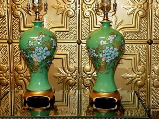 Exquisite Chinese/japanese Porcelain/cloisonne Vase Lamps 24 Inches Tall