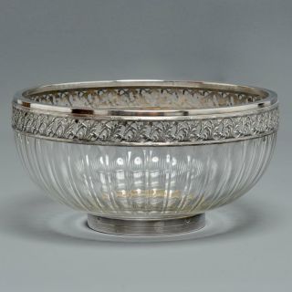 Lagriffoul & Laval France Cut Crystal/silver Folate Bowl