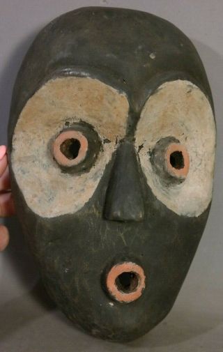 Petite Vintage African Mask Old Wood Carved Polychrome Painted Tribal Art Statue