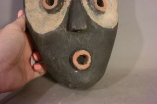 PETITE Vintage AFRICAN MASK Old WOOD CARVED Polychrome PAINTED Tribal Art STATUE 3