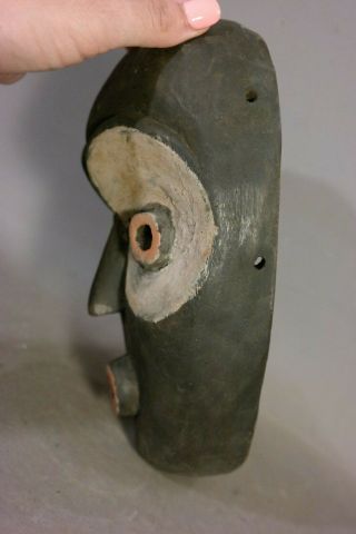 PETITE Vintage AFRICAN MASK Old WOOD CARVED Polychrome PAINTED Tribal Art STATUE 6