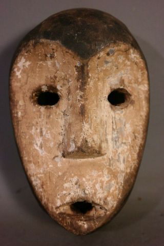 Small Vintage African Mask Old Inuit Face Painted Wood Carved Tribal Art Statue