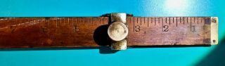 ANTIQUE LUMBER 10 FT.  BRASS BOUND WOOD SLIDING LOGGERS MEASURING RULE IN 8THS 2