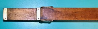 ANTIQUE LUMBER 10 FT.  BRASS BOUND WOOD SLIDING LOGGERS MEASURING RULE IN 8THS 4