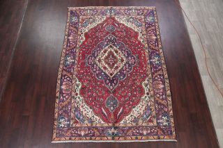 One - of - a - kind Traditional Geometric Oriental HandKnotted 7x10 Red Area Rug 2
