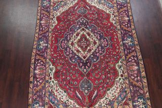 One - of - a - kind Traditional Geometric Oriental HandKnotted 7x10 Red Area Rug 3