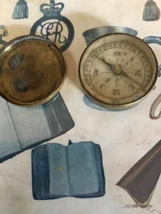 Revolutionary War 18th Century Brass Round Pocket Compass Cond.