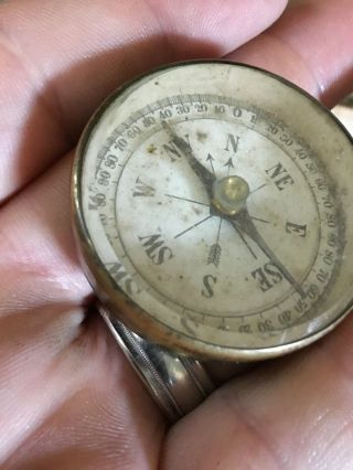 Revolutionary War 18th Century Brass Round Pocket Compass Cond. 4