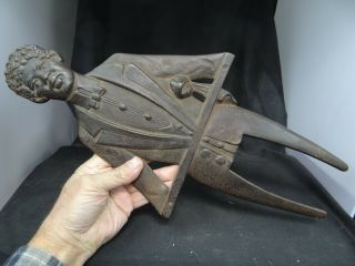 Old Black Waiter Cast Iron Boot Jack,  Patent Applied For,  17  L.  Great Detail