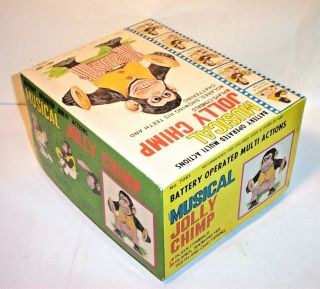 VINTAGE BATTERY OPERATED 1960 ' s MUSICAL JOLLY CHIMP MONKEY w/BOX TOY STORY 3 10