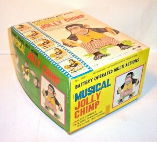VINTAGE BATTERY OPERATED 1960 ' s MUSICAL JOLLY CHIMP MONKEY w/BOX TOY STORY 3 9