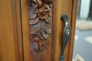 Antique ITALIAN WARDROBE ARMOIRE - RARE CARVED WOOD lions,  heads, 6