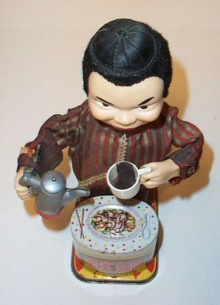 RARE 1950 ' s BATTERY OPERATED SAMMY WONG - THE TEA TOTALER VINTAGE TIN LITHO TOY 5