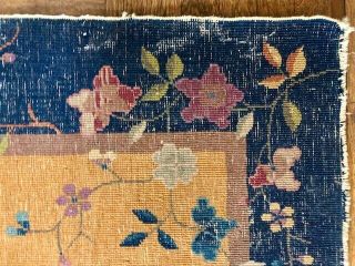 Antique Chinese Deco Rug Nichols Blue Gold Floral 3 ' 1 