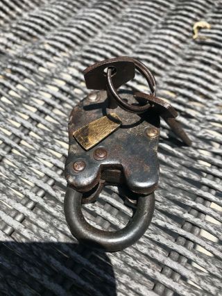 Authentic Antique 1800 ' s Wells Fargo Lock & Key w/ 2 Keys 4