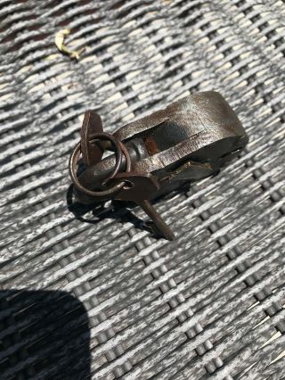 Authentic Antique 1800 ' s Wells Fargo Lock & Key w/ 2 Keys 8