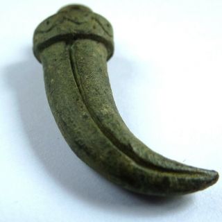 Viking Celtic Ancient Artifact Bronze Pendant With Horn Amulet