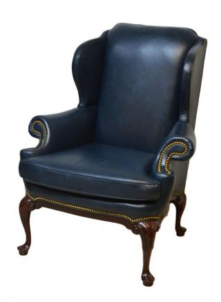 Hancock & Moore Mahogany Leather Wing Back Chair