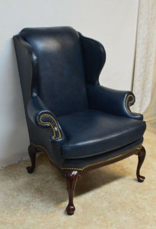 Hancock & Moore Mahogany Leather Wing back Chair 2