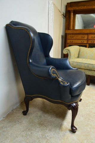 Hancock & Moore Mahogany Leather Wing back Chair 4
