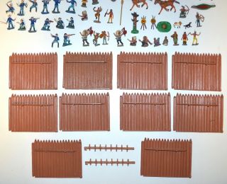 Vintage 1960s Marx Miniature Fort Apache Playset Stockade Figures More 2