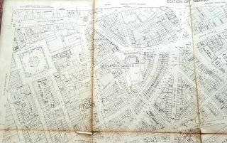 Antique 1894 Large Map Central London - Ordnace Survey - 70x100cm - Bound 10
