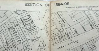 Antique 1894 Large Map Central London - Ordnace Survey - 70x100cm - Bound