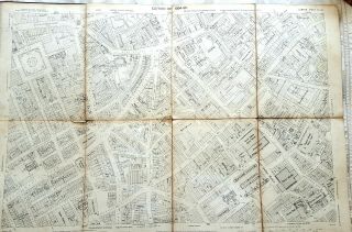 Antique 1894 Large Map Central London - Ordnace Survey - 70x100cm - Bound 2