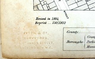 Antique 1894 Large Map Central London - Ordnace Survey - 70x100cm - Bound 4