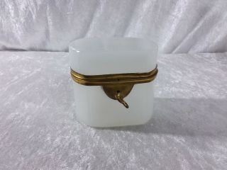 Antique French Opaline Box/casket With Ormolu Hardware & Key