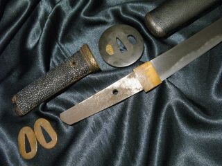 19th C.  STRONG BIG SHINSHINTO O - TANTO - Japanese Samurai Sword Tsuba Katana 12