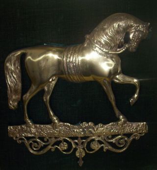 ANTIQUE 19TH Century Gilded BRONZE BAS RELIEF WALL PLAQUE of DISTINGUISHED HORSE 2