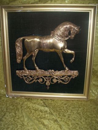 ANTIQUE 19TH Century Gilded BRONZE BAS RELIEF WALL PLAQUE of DISTINGUISHED HORSE 3