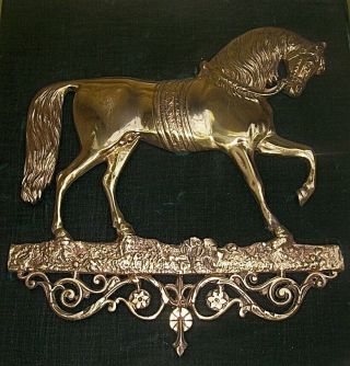 ANTIQUE 19TH Century Gilded BRONZE BAS RELIEF WALL PLAQUE of DISTINGUISHED HORSE 4