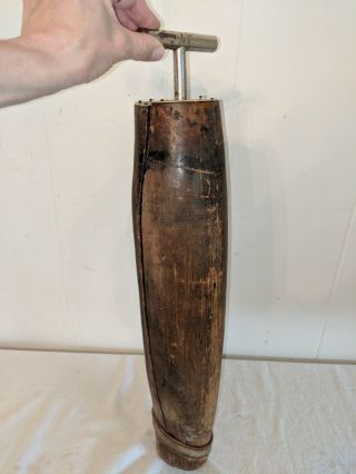 21 1/2 " Antique Wood Wooden Boot Stretcher Form John Wanamaker Philadelphia