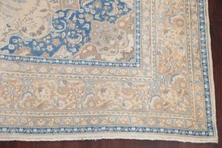 Vintage MUTED Area Rug Beige Blue Distressed Oriental Wool Carpet Handmade 10x13 6