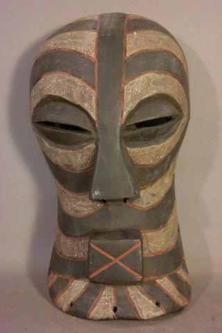 Vintage African Mask Old Songye Tribe Polychrome Wood Carved Tribal Art Statue