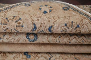 Antique MUTED Geometric Pale Peach Distressed Area Rug Oriental Handmade 10 ' x12 ' 10