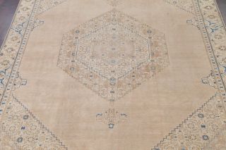 Antique MUTED Geometric Pale Peach Distressed Area Rug Oriental Handmade 10 ' x12 ' 4
