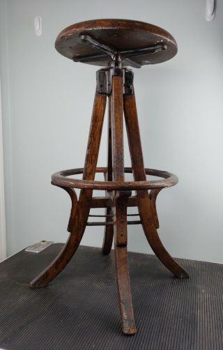 Antique Adjustable Architect Or Drafting Stool - Circa Early 1900s