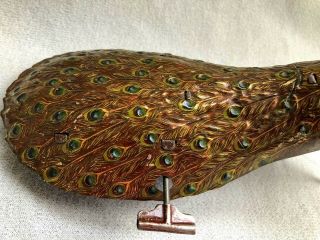 Rare Antique Wind Up Ebo PAO - PAO Germany Walking Peacock Litho Tin Toy 2