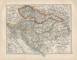 1914 Map Cecho - Slovakia Austria & Hungary Montenegro Bosnia Tyrol Dalmatia