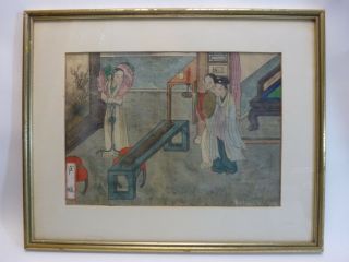 1899 Japanese Watercolor On Silk Painting Signed By Artist