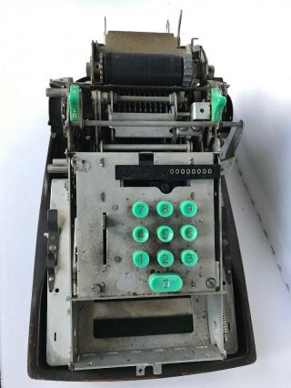 Vtg Victor Brown Bakelite Adding machine - - Green Bakelite Buttons & Name 7