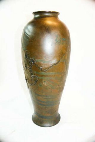 1900 BRONZE ARTS & CRAFTS NOUVEAU FROG SUN VASE LARGE 6