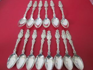 14 - Lily 1902 - Whiting - Sterling - 6 In Teaspoons - 13.  6 Toz
